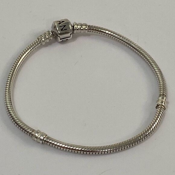 Pandora Moments Barrel Clasp Snake Chain Bracelet 925 Silver - Picture 3 of 12